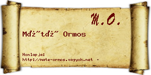 Máté Ormos névjegykártya